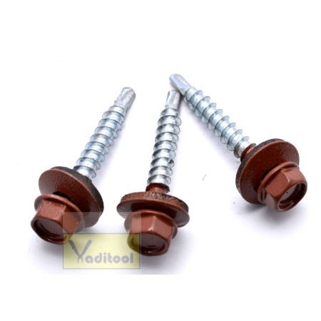 SDK4.8x35*8004 : Саморіз до покрівлі з буром з прокладкою EPDM 4.8x35 RAL8004 (250шт./уп) SDK4.8x35*8004 : Саморіз до покрівлі з буром з прокладкою EPDM 4.8x35 RAL8004 (250шт./уп)