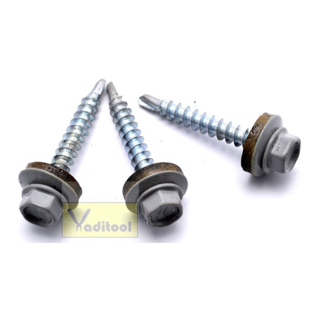SDK4.8x35*9006 : Саморіз до покрівлі з буром з прокладкою EPDM 4.8x35 RAL9006 (250шт./уп) SDK4.8x35*9006 : Саморіз до покрівлі з буром з прокладкою EPDM 4.8x35 RAL9006 (250шт./уп)