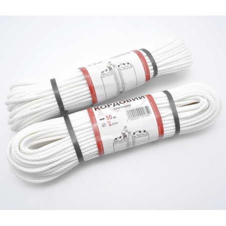 Шнур КОРДовий плетений - white juteRD d7,0мм 50м