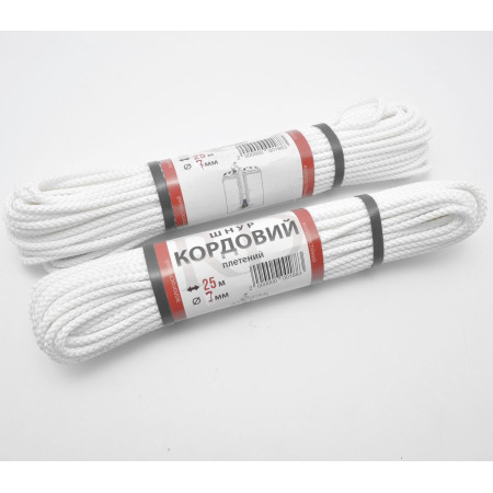 Шнур КОРДовий плетений - white juteRD d7,0мм 25м