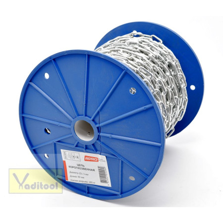 Ланцюг коротка ланка 3 мм оц бухта 100м DIN 5685A