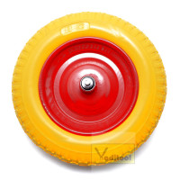 Колесо BC PU 3.50-8 d12 (жовте, підшипник + вісь) Колесо BC PU 3.50-8 d12 (жовте, підшипник + вісь)