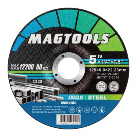 Диск зачисний по металу MAGTOOLS 125х6,0х22.2мм арт.3228 (5шт/25уп.)