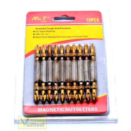 Magtools Біта PH2 x 65мм двостороння / титанове покриття (10шт./уп) Magtools Біта PH2 x 65мм двостороння / титанове покриття (10шт./уп)