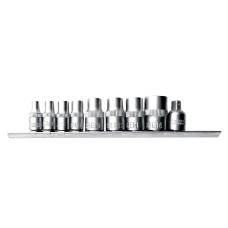 6086541 : набір насадок Torx (4шт 1/4-" 4шт 3/8-") з перехідником на планці 9шт CrV