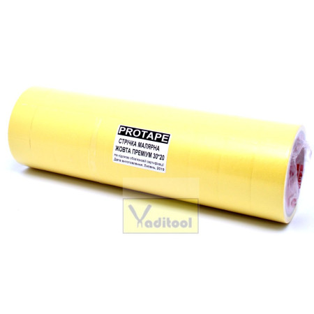 Стрічка малярна жовта профі (ProTape, 30х20 тубус=10шт (90 шт/ящ))