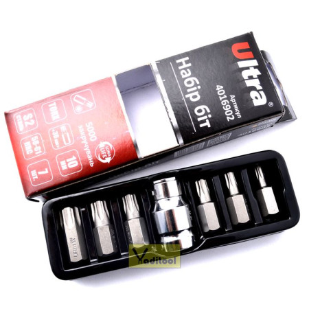 4016902 : набор бит TORX 10мм 7шт S2 (пласт кейс) Ultra 4016902 : набор бит TORX 10мм 7шт S2 (пласт кейс) Ultra