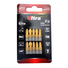 4014152 : біти PH2х25мм 1/4-" 10шт S2 TIN (блістер) Ultra