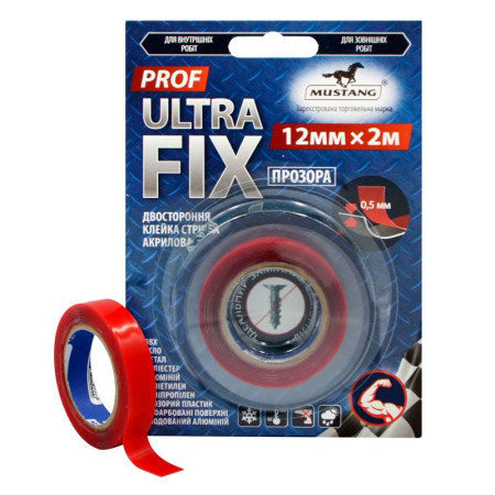 Двостороння стрічка PROF ULTRA FIX MUSTANG Прозора 12мм*2м